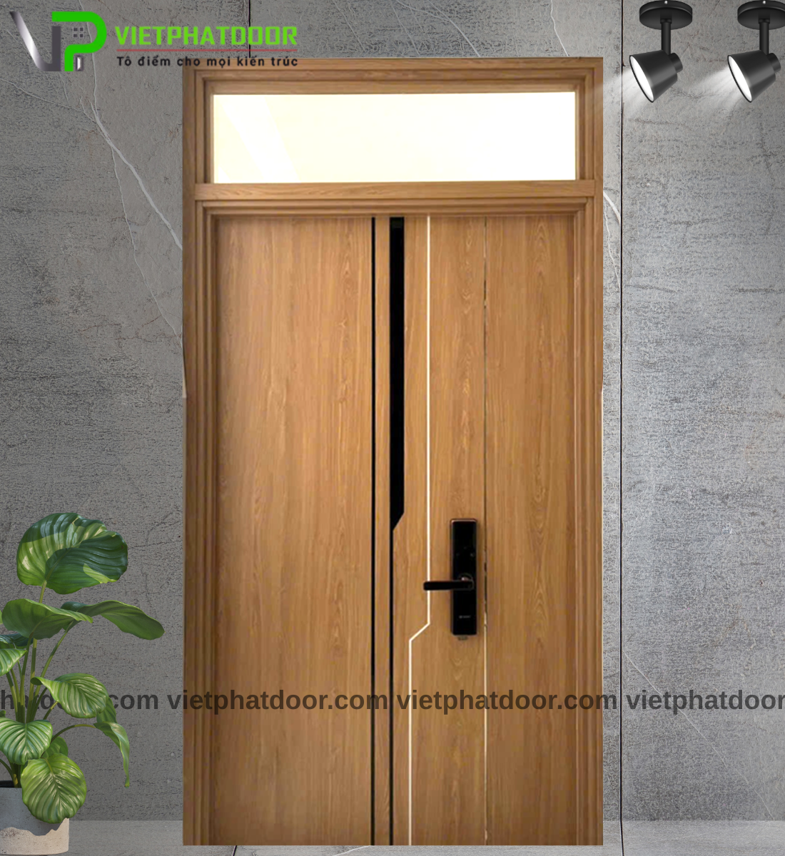 CỬA NHỰA GIẢ GỖ COMPOSITE VPR4 - CNC PHÔI ĐEN CỬA 2 CÁNH Ô FIX NHỰA GIẢ GỖ COMPOSITE VPE09 - CNC LMT