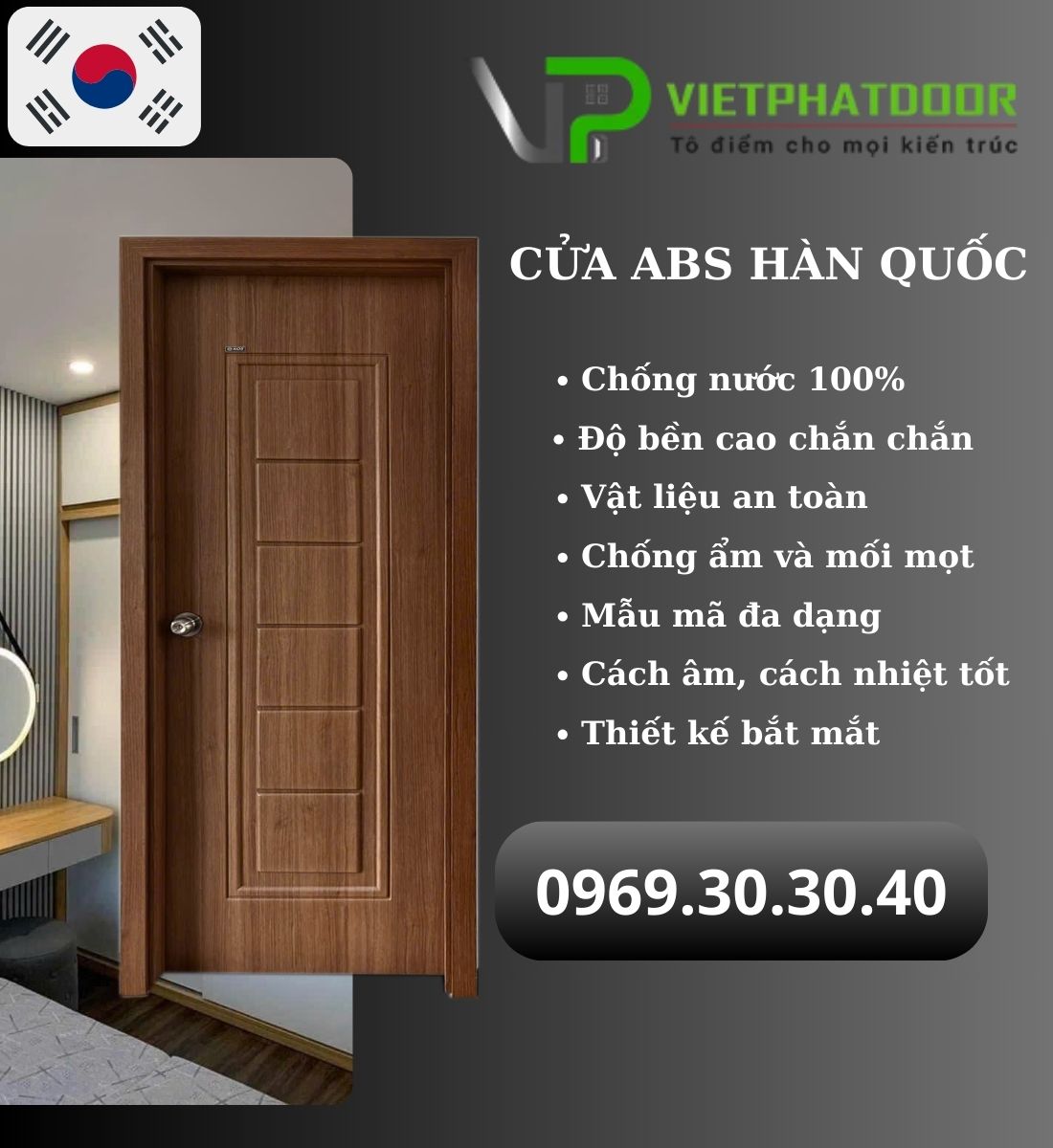 Cửa nhựa abs kết hợp nội thất chuẩn phong cách Hàn Quốc CỬA ABS HÀN QUỐC