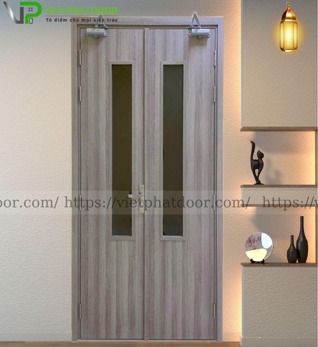CỬA NHỰA 2 CÁNH COMPOSITE E16- Ô KÍNH