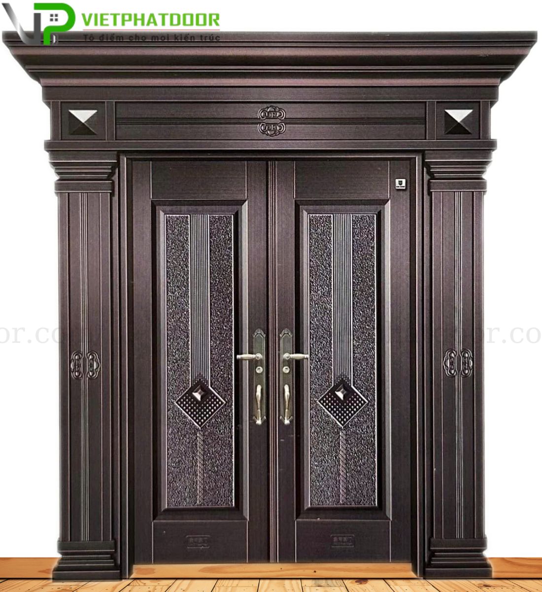 CỬA THÉP VÂN GỖ BIỆT THỰ CỬA THÉP VÂN GỖ VP - 002