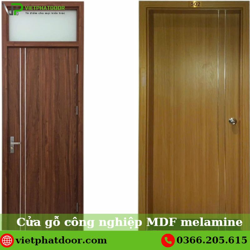 Cửa gỗ giá rẻ chất lượng uy tín tại TPHCM Cửa gỗ công nghiệp MDF melamine ô fix