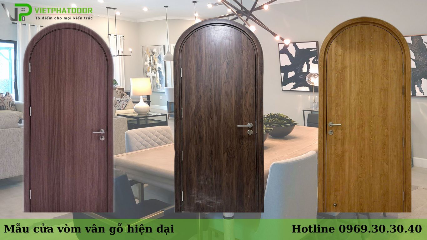 Cửa vòm hiện đại, Báo giá cửa vòm nhựa composite cao cấp Mẫu cửa vòm vân gỗ hiện đại