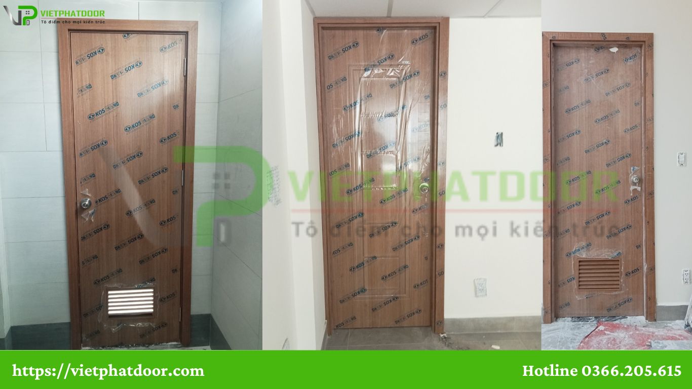 CỬA NHỰA GIẢ GỖ DÙNG ĐƯỢC CHO CẢ PHÒNG NGỦ, TOILET CỬA NHÀ TẮM Ở CẦN THƠ cửa nhựa abs Hàn Quốc