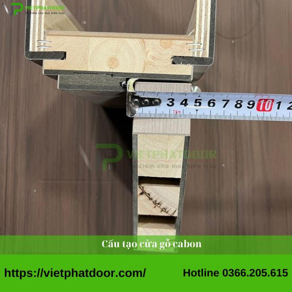 SO SÁNH BÁO GIÁ CỬA NHỰA COMPOSITE VÀ CỬA GỖ CARBON Ở ĐỒNG NAI mặt cắt cửa gỗ carbon